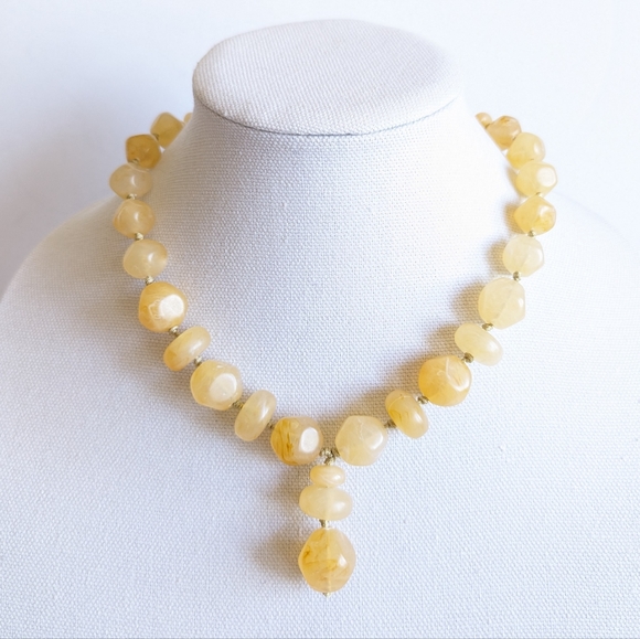Butterscotch Amber Chunky Bead Necklace 18" - Picture 3 of 7
